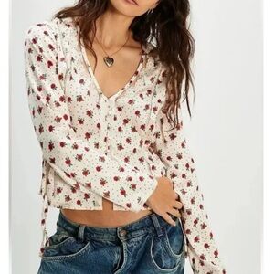 Free People field of roses blouse